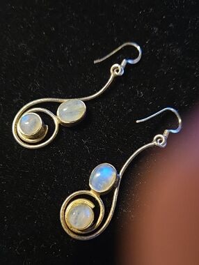 Sterling Silver Moonstone Drop Earrings Elegant Jewelry